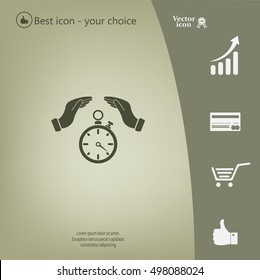 Illustration of wo hands protecting or giving a timer