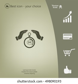 Illustration of wo hands protecting or giving a timer