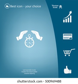 Illustration of wo hands protecting or giving a timer



