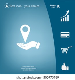 Illustration of wo hands protecting or giving a map mark