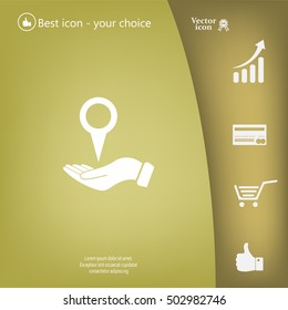 Illustration of wo hands protecting or giving a map mark