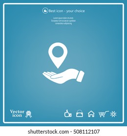 Illustration of wo hands protecting or giving a map mark