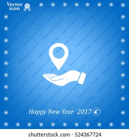 Illustration of wo hands protecting or giving a map mark