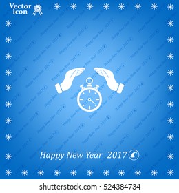 Illustration of wo hands protecting or giving a timer



