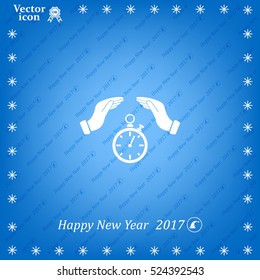 Illustration of wo hands protecting or giving a timer




