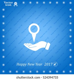 Illustration of wo hands protecting or giving a map mark