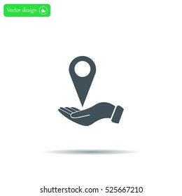Illustration of wo hands protecting or giving a map mark