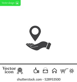 Illustration of wo hands protecting or giving a map mark