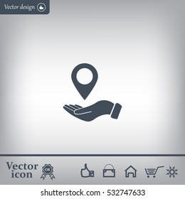 Illustration of wo hands protecting or giving a map mark