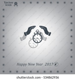 Illustration of wo hands protecting or giving a timer



