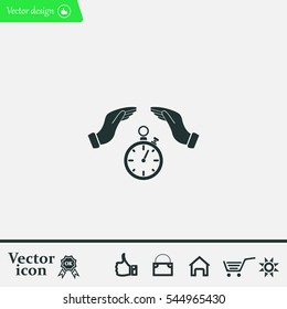 Illustration of wo hands protecting or giving a timer



