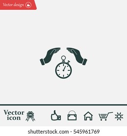 Illustration of wo hands protecting or giving a timer