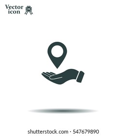 Illustration of wo hands protecting or giving a map mark
