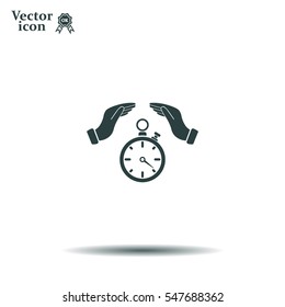 Illustration of wo hands protecting or giving a timer



