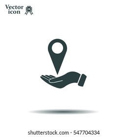 Illustration of wo hands protecting or giving a map mark