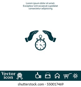 Illustration of wo hands protecting or giving a timer



