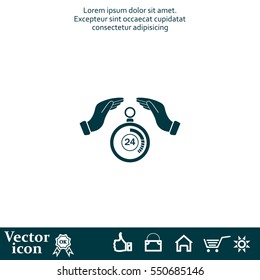 Illustration of wo hands protecting or giving a timer



