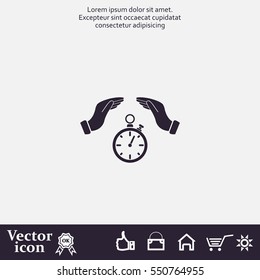 Illustration of wo hands protecting or giving a timer



