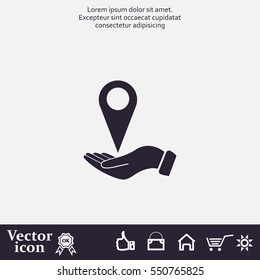 Illustration of wo hands protecting or giving a map mark