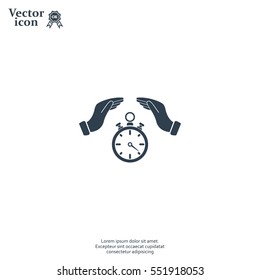 Illustration of wo hands protecting or giving a timer



