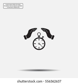 Illustration of wo hands protecting or giving a timer



