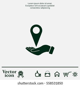 Illustration of wo hands protecting or giving a map mark