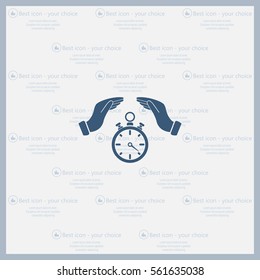 Illustration of wo hands protecting or giving a timer




