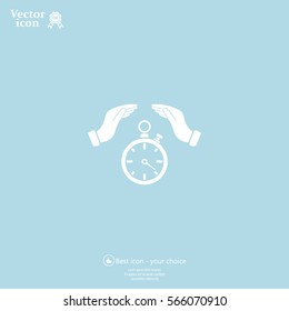 Illustration of wo hands protecting or giving a timer



