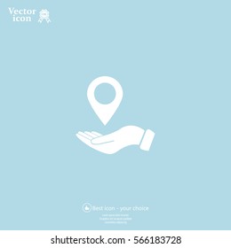 Illustration of wo hands protecting or giving a map mark