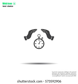 Illustration of wo hands protecting or giving a timer




