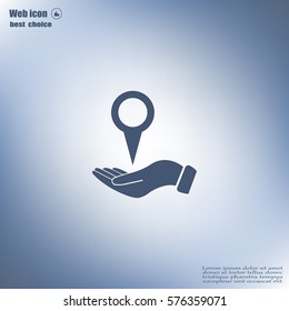 Illustration of wo hands protecting or giving a map mark