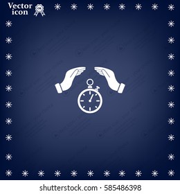 Illustration of wo hands protecting or giving a timer



