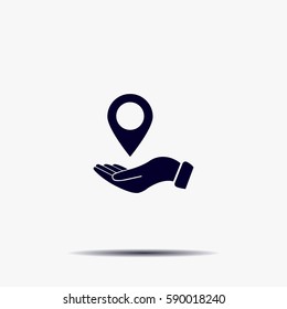 Illustration of wo hands protecting or giving a map mark