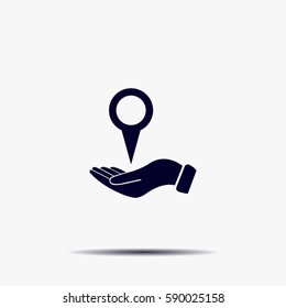 Illustration of wo hands protecting or giving a map mark