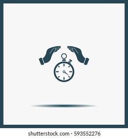 Illustration of wo hands protecting or giving a timer



