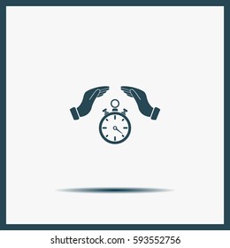 Illustration of wo hands protecting or giving a timer



