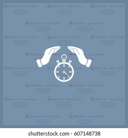 Illustration of wo hands protecting or giving a timer



