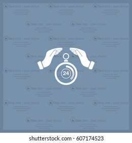 Illustration of wo hands protecting or giving a timer



