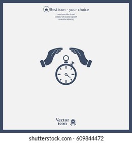 Illustration of wo hands protecting or giving a timer



