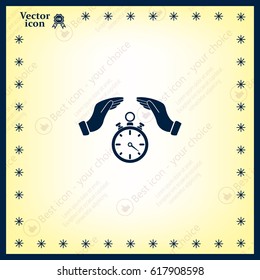 Illustration of wo hands protecting or giving a timer



