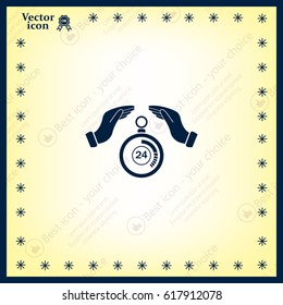 Illustration of wo hands protecting or giving a timer



