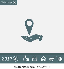 Illustration of wo hands protecting or giving a map mark