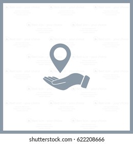Illustration of wo hands protecting or giving a map mark