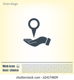 Illustration of wo hands protecting or giving a map mark