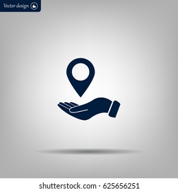 Illustration of wo hands protecting or giving a map mark