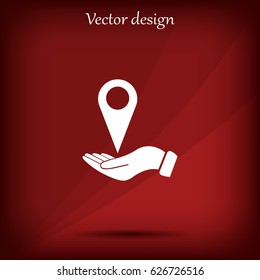 Illustration of wo hands protecting or giving a map mark