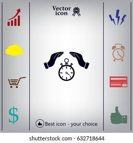 Illustration of wo hands protecting or giving a timer



