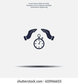 Illustration of wo hands protecting or giving a timer



