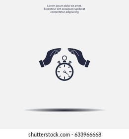 Illustration of wo hands protecting or giving a timer



