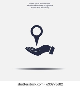 Illustration of wo hands protecting or giving a map mark